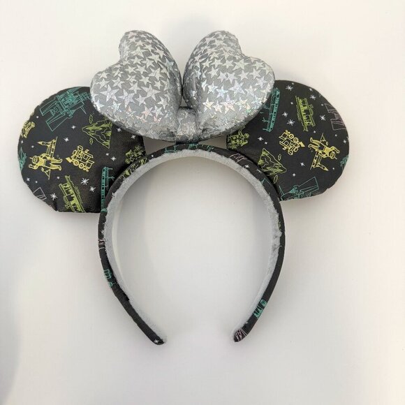 Disney Accessories - Disney Minnie Mouse Ears Headband 100th Anniversary Print Silver Star Bow